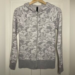 90 Degree By Reflex Gray Camp Zip Up With Hoodie